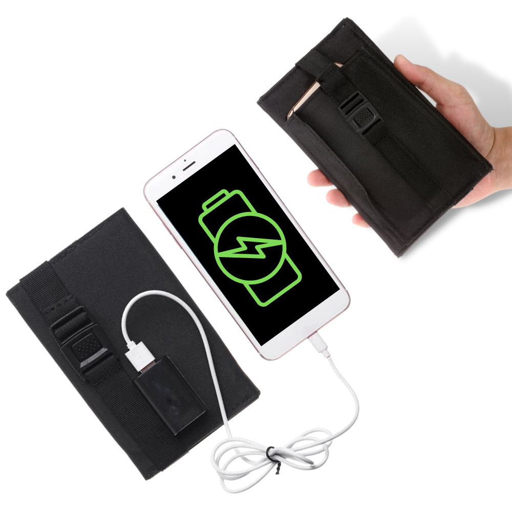 Bærbar solcellelader med USB-port