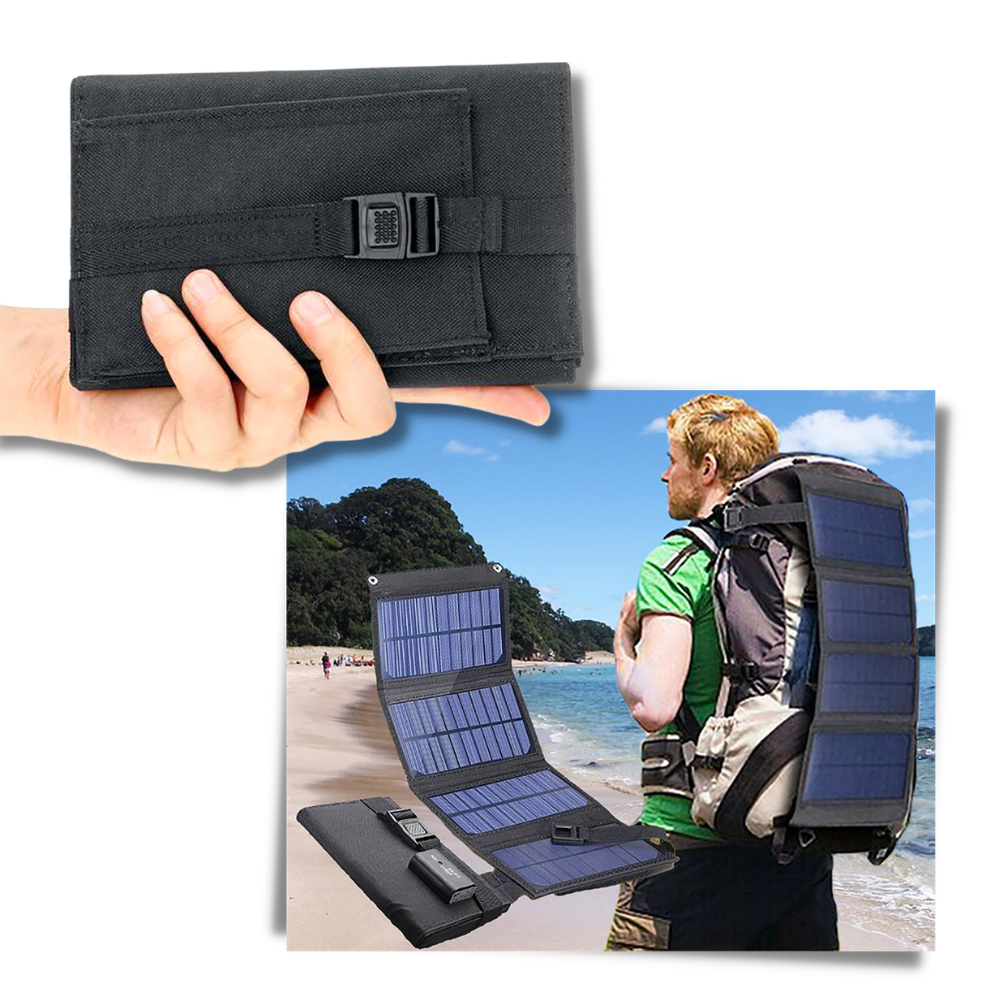 Bærbar solcellelader med USB-port