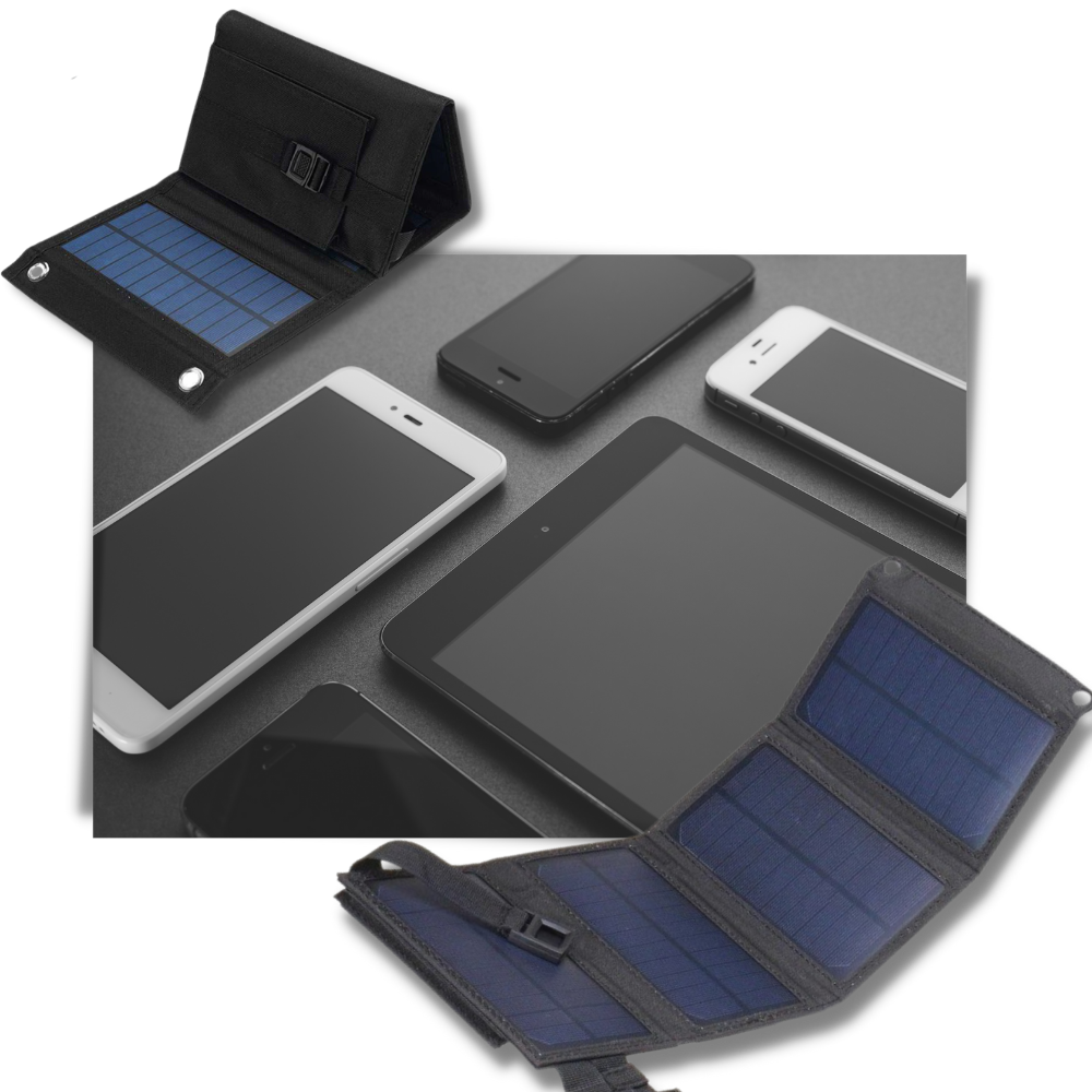 Bærbar solcellelader med USB-port