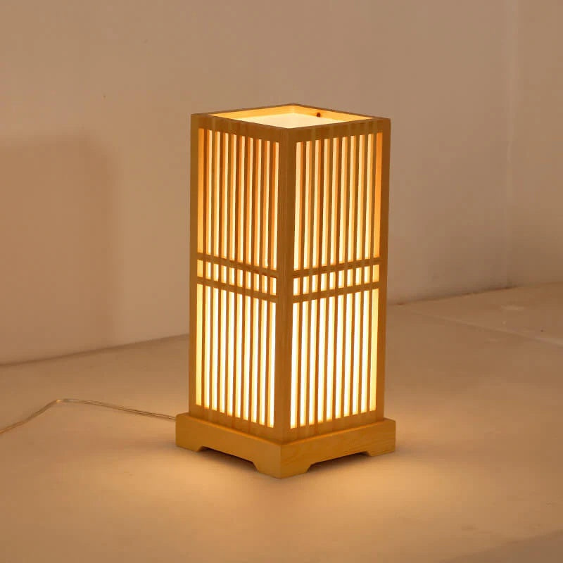 Tatami Japansk Nattbordlampe med Tre Bamboo Skjerm | Norvo