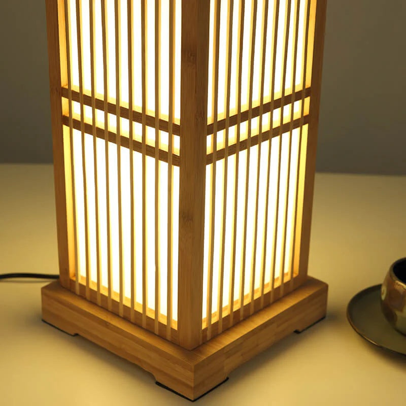 Tatami Japansk Nattbordlampe med Tre Bamboo Skjerm | Norvo