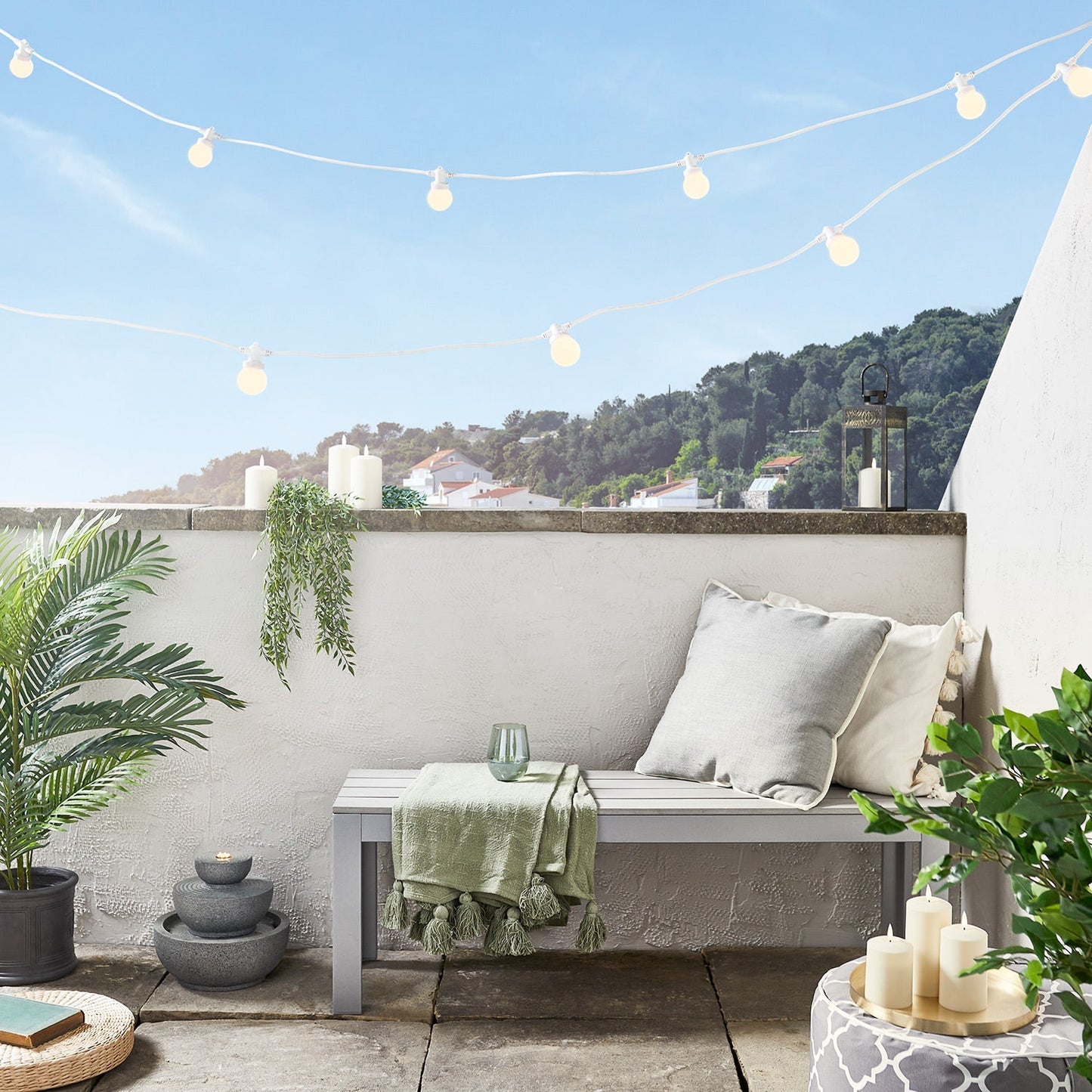 Norvo | Pro Connect 5m 10-delers party lyskilder varm hvit sammenkoblingsbar hvit kabel