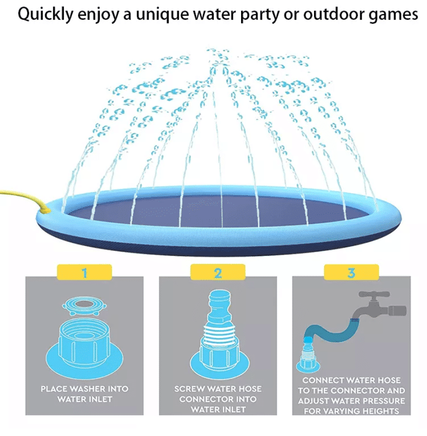 Norvo | PawSplash Hundebad – Oppblåsbar Vannmatte med Sprutere for Kjæledyr