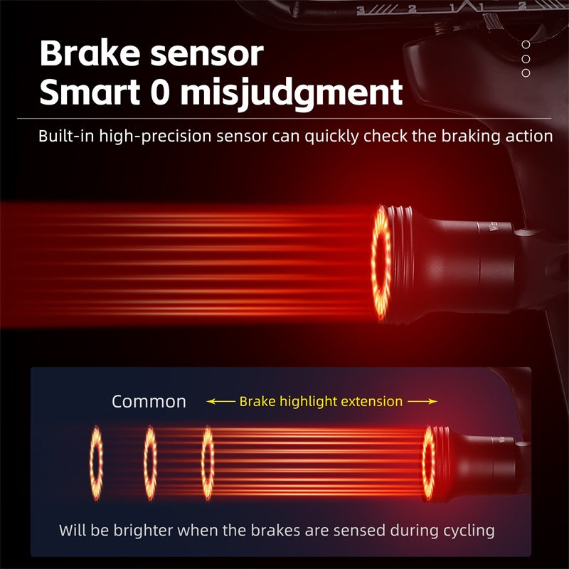 Norvo | Slank sykkel baklykt med automatisk bremsesensor og lysdeteksjon
