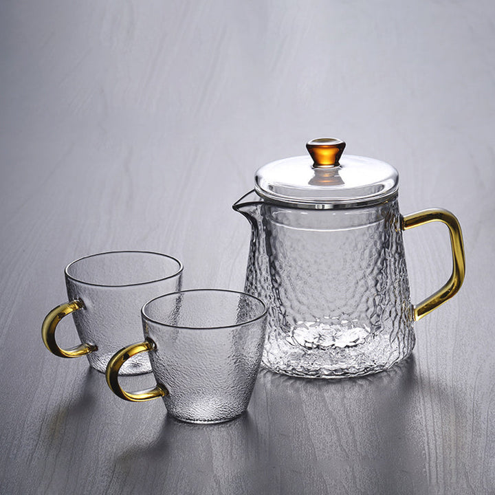 Norvo | Pindefang Glass Teapot with Infuser | Håndlaget varmebestandig tekanne med gyllen håndtak