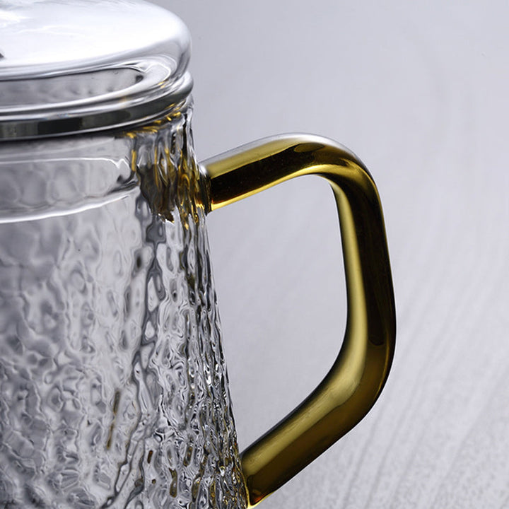 Norvo | Pindefang Glass Teapot with Infuser | Håndlaget varmebestandig tekanne med gyllen håndtak