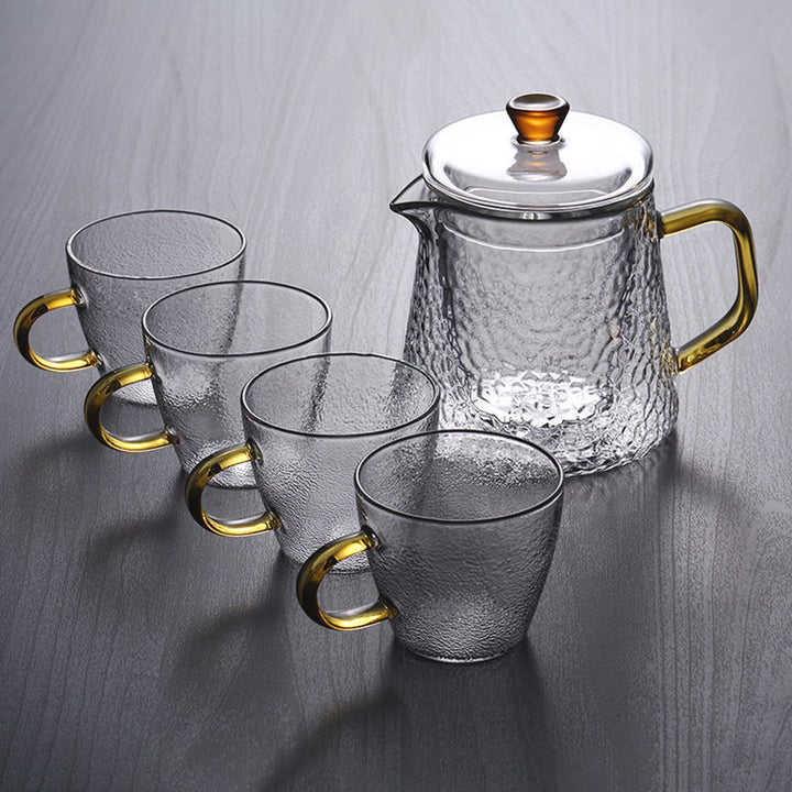 Norvo | Pindefang Glass Teapot with Infuser | Håndlaget varmebestandig tekanne med gyllen håndtak