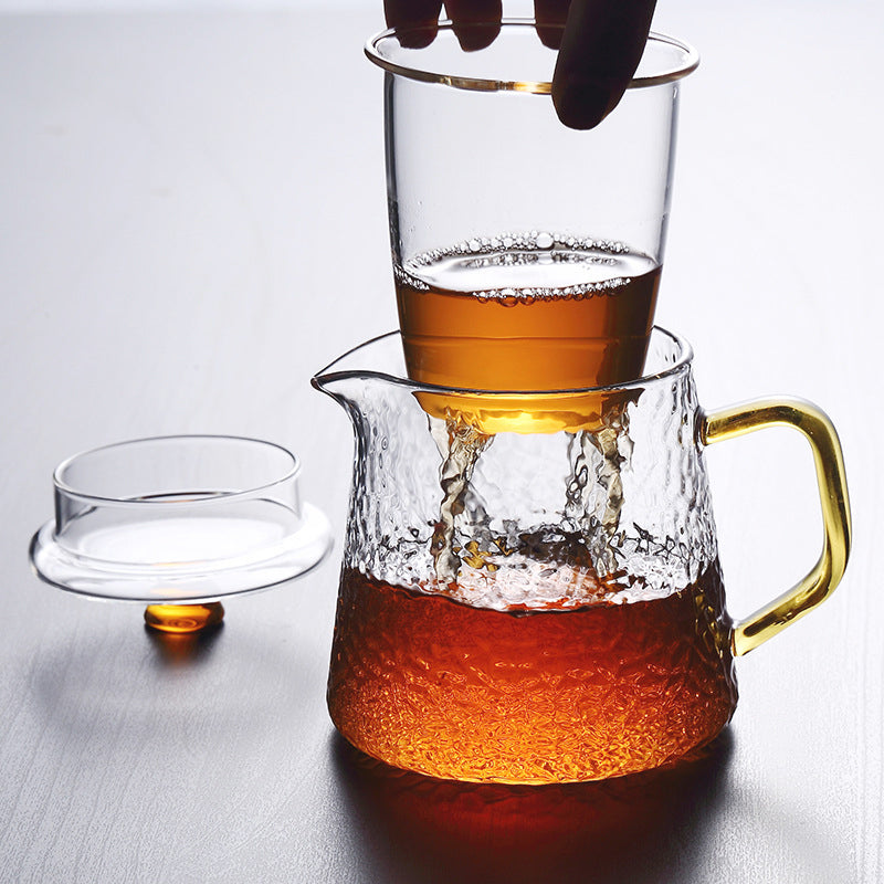 Norvo | Pindefang Glass Teapot with Infuser | Håndlaget varmebestandig tekanne med gyllen håndtak