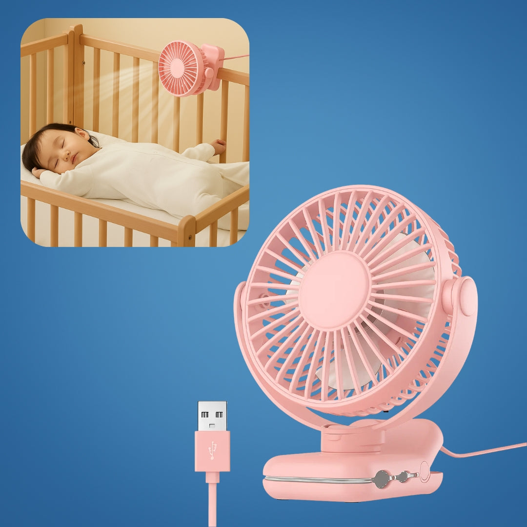 på USB Bordvifte Klemme Luftsirkulator – Lang Batterilevetid Kjøling – Flammehemmende Klemme – Stille Barnerom eller Hjemmekontor Bruk Norvo