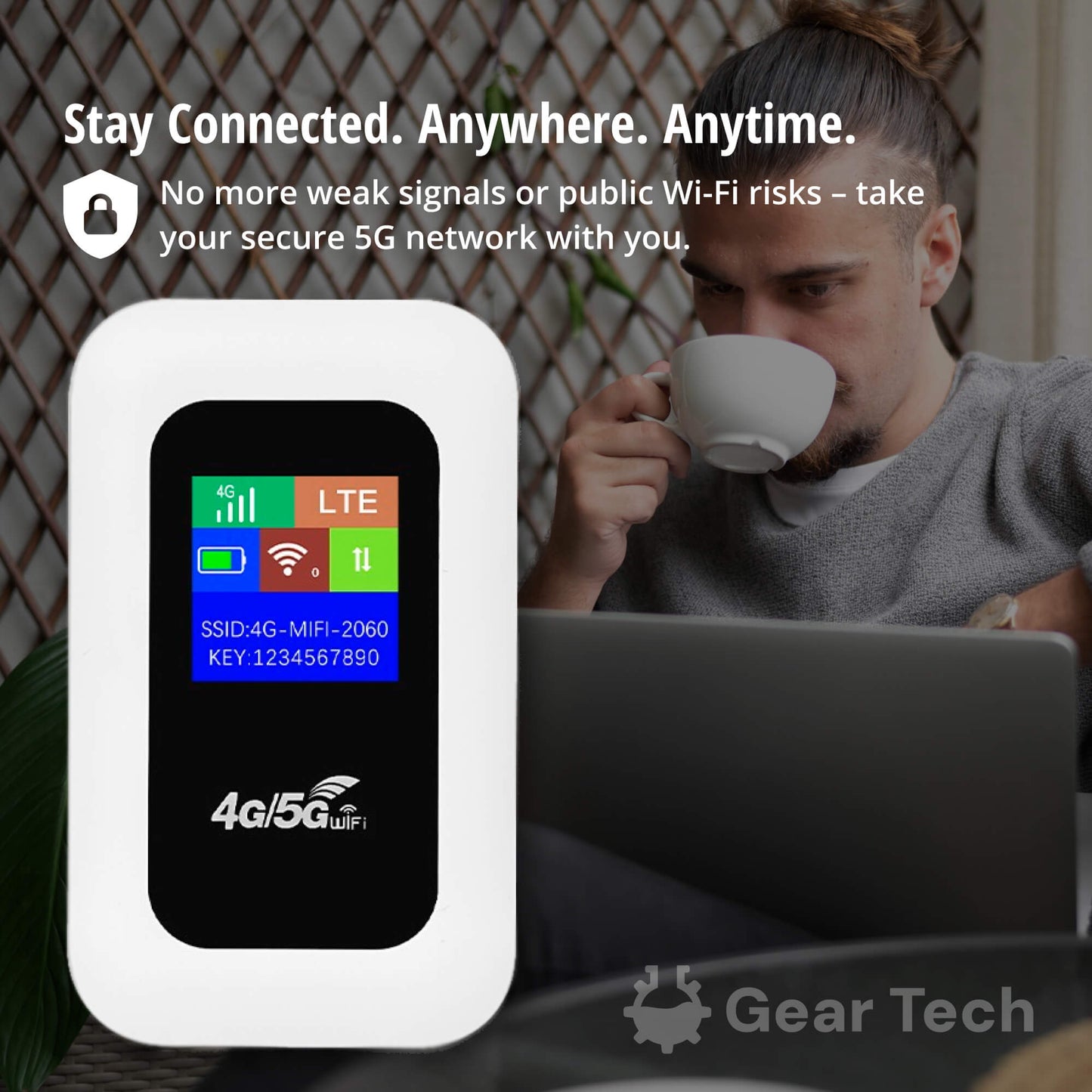 Norvo | Bærbar 5G Wi-Fi-ruter | Sikker, høyhastighetsforbindelse for reise og hjemmebruk