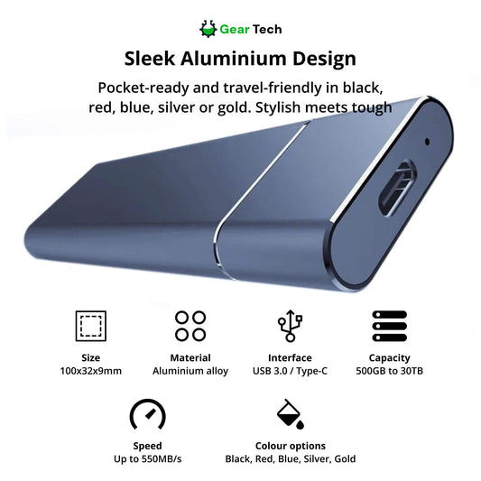 Norvo | Bærbar SSD for stor lagring – 5TB ekstern harddisk med lynrask overføringshastighet