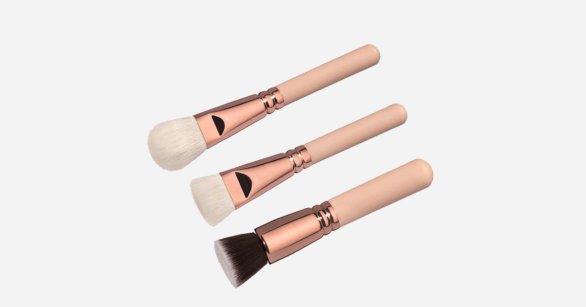 Norvo | Princess Makeup Brush Set with 8 Pieces in Rose Gold and Beige Handles - Får deg til å se ut og føle deg som en prinsesse!
