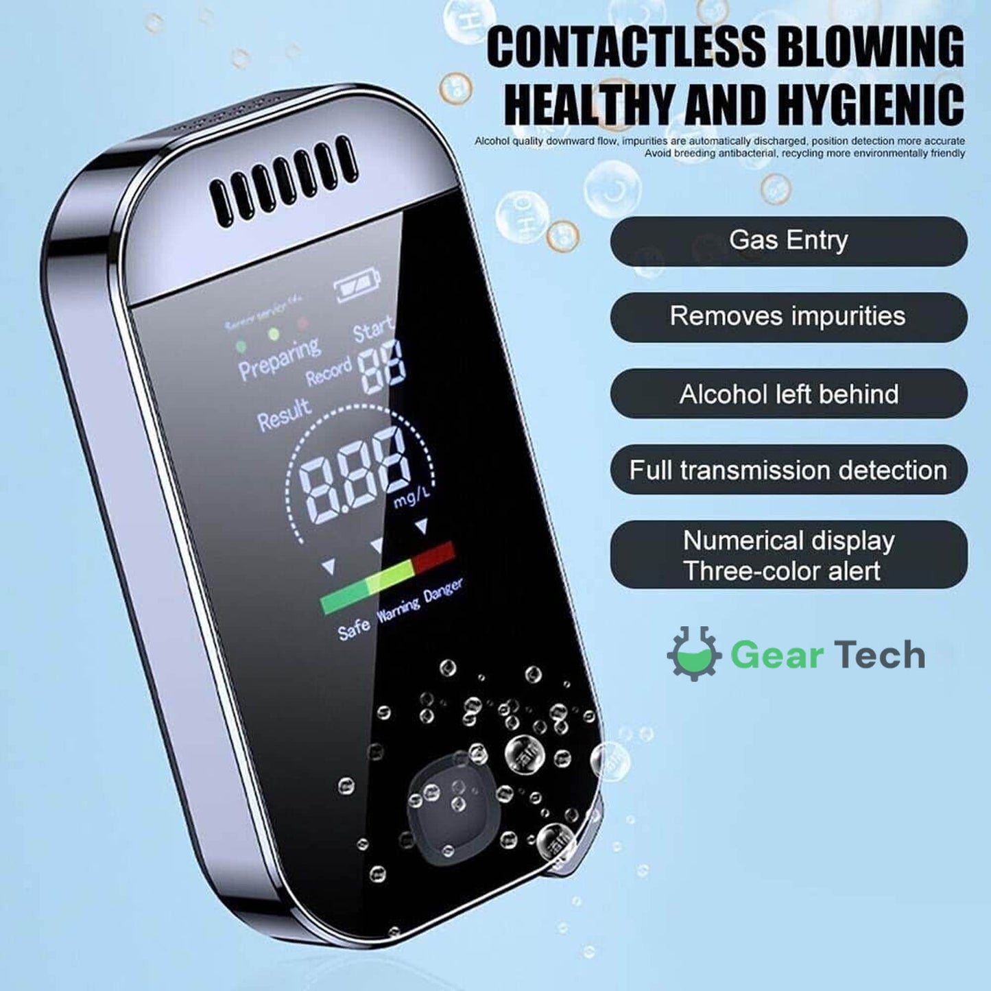 Norvo | Profesjonell Alkotester Alkoholmåler | Høy-presisjon, Kontaktløs Design & Ideell for Hjem, Camping eller Sikker Kjøring