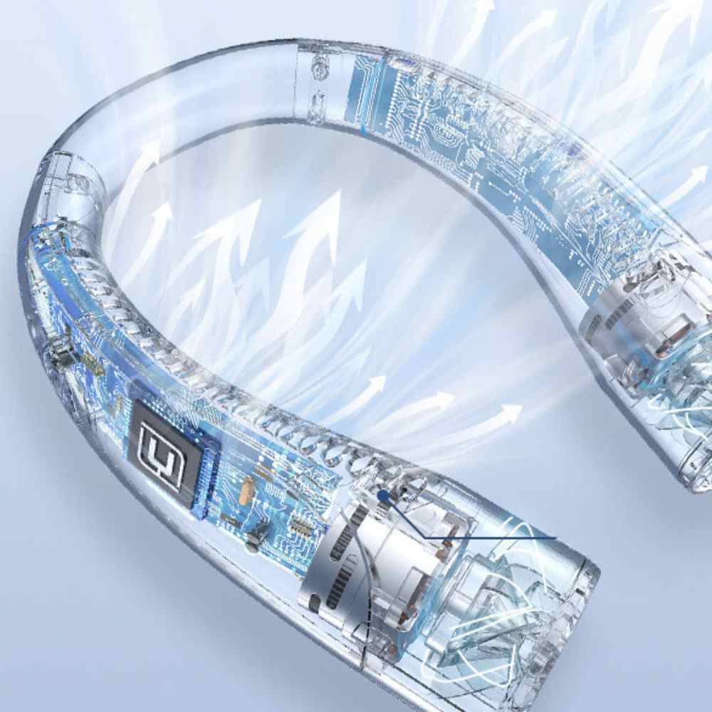 Norvo | Bladeless bærbar nakkevifte med 3 hastigheter stille kjøling 4000 mAh oppladbart