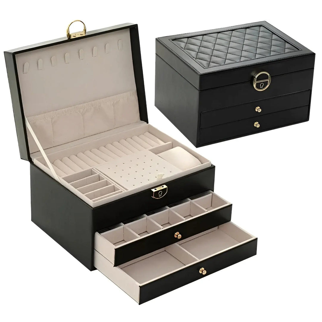 Norvo | EleganceBox – Luksuriøs Multi-Lag Smykkeorganisator i Premium PU Skinn