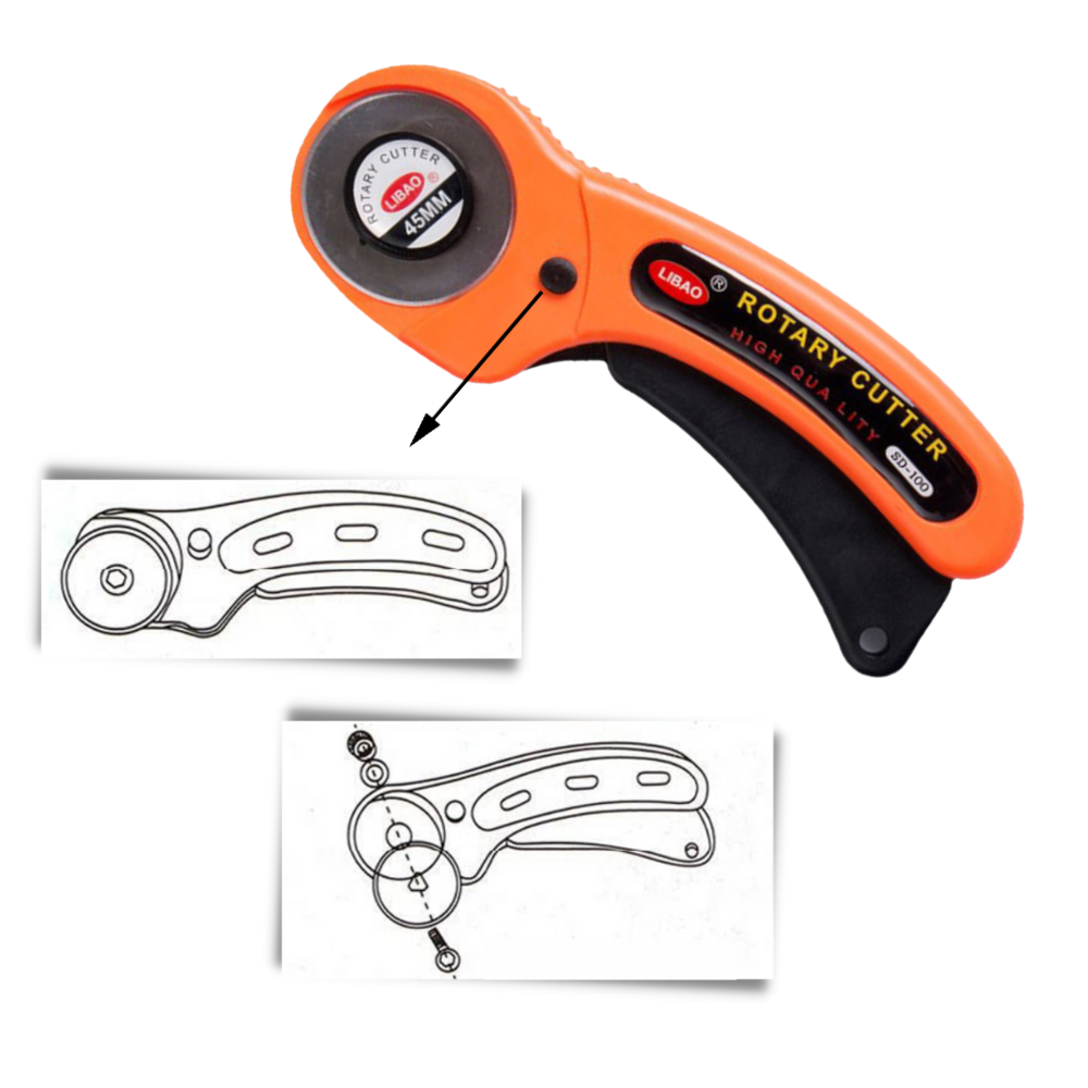 Stoffkutter med fem 45mm blader