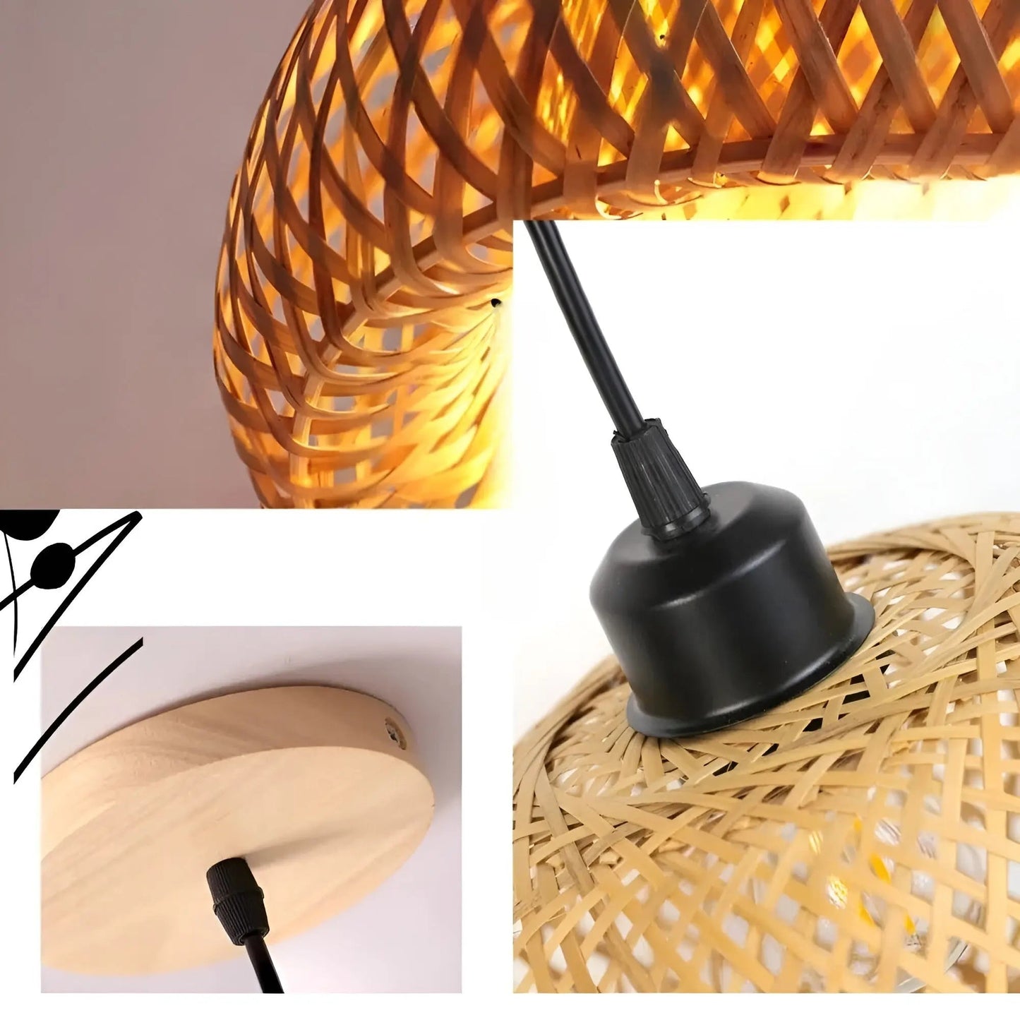 Norvo | Elegant Rattan Pendellampe: Luksusbelysning for ethvert rom