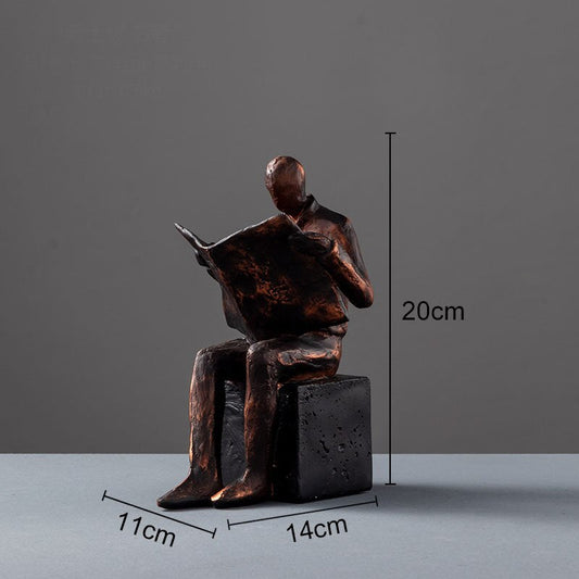 Norvo | Leser Skulptur Bokstativ Bock Støtte Abstrakt Karakter Harpiks Statue Skrivebord Dekorasjon Figurer Statuett Nordisk Hjemmedekor