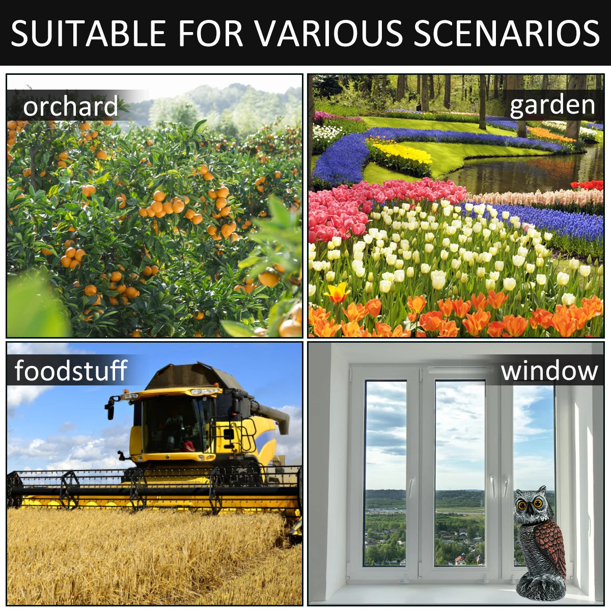 Norvo | EcoOwl Hage Scarecrow – 2 Stykker Realistiske Ugler med Vinddreven Spinnende Hode