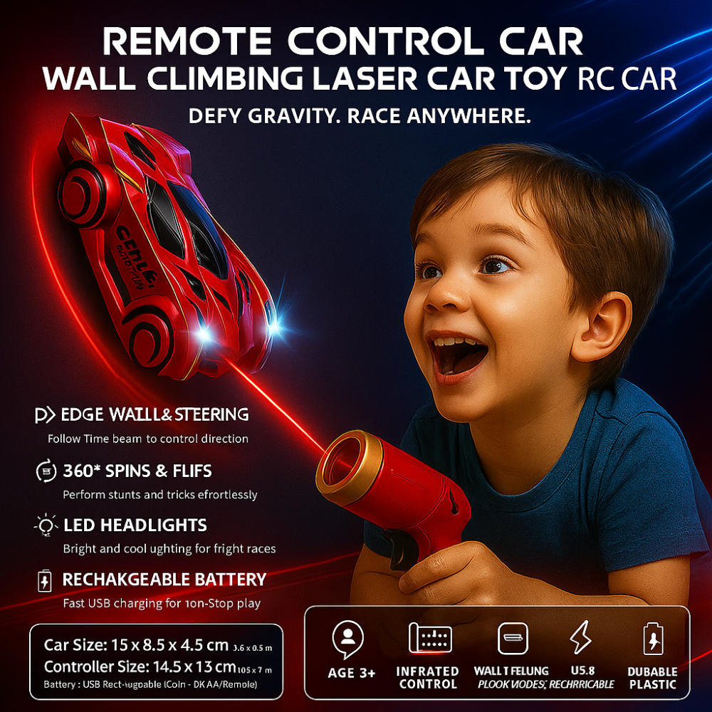 Norvo | Barn Bilekser Fjernkontroll Veggklatring Laser RC Bil