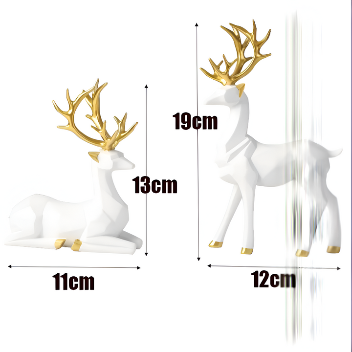 Norvo | Geometrisk Rein Figur Sett – Moderne 2-delt Harpiks Dekorasjon