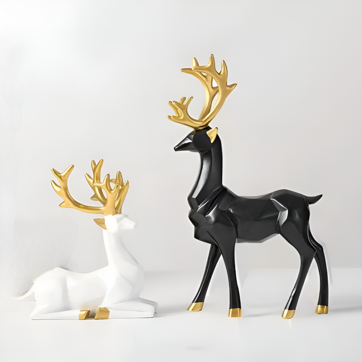 Norvo | Geometrisk Rein Figur Sett – Moderne 2-delt Harpiks Dekorasjon
