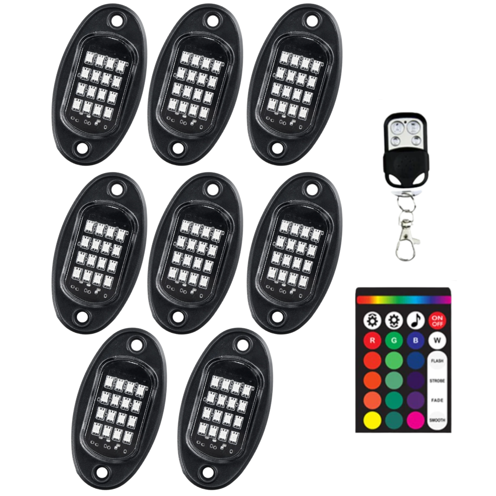 Pakke med 8 RGB lys for kjøretøy