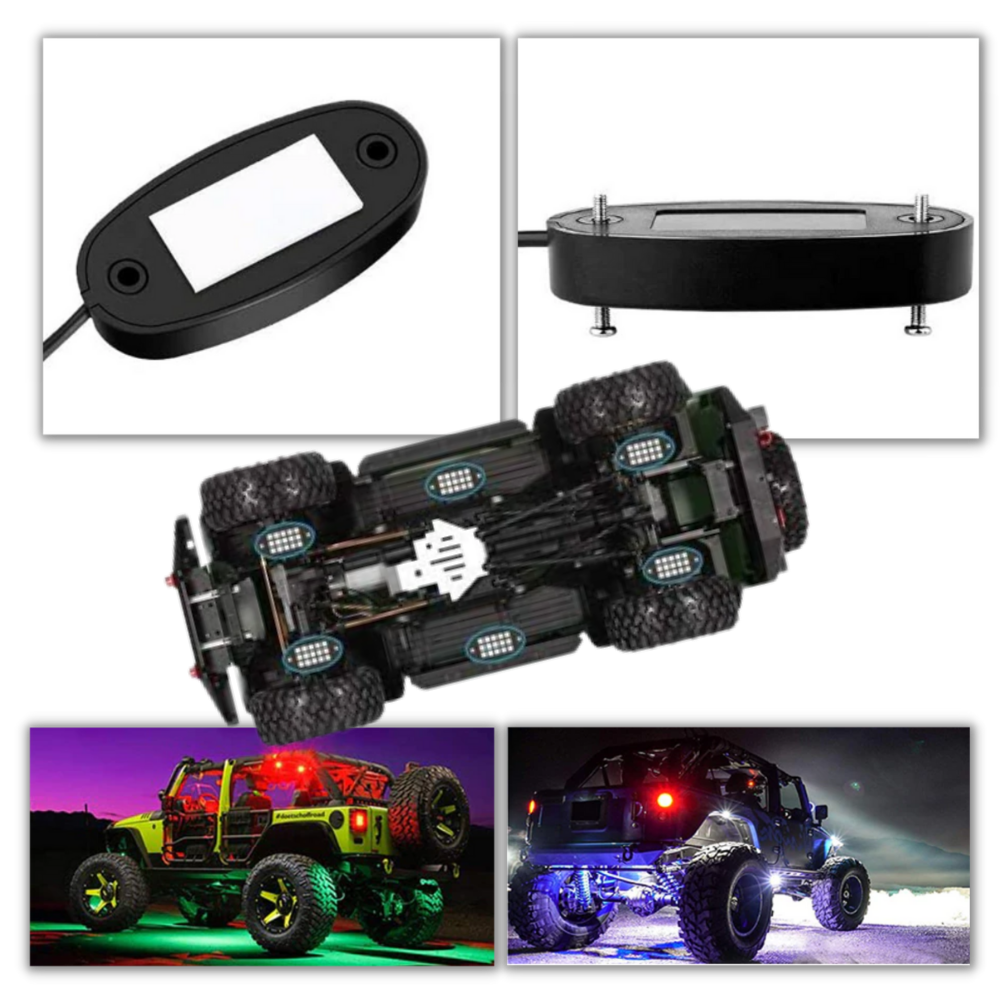 Pakke med 8 RGB lys for kjøretøy