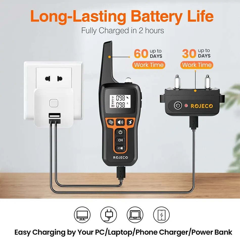 Norvo | Fjernstyrt hundetreningshalsbånd | Oppladbart, vanntett og 1000m rekkevidde for effektiv hundetrening