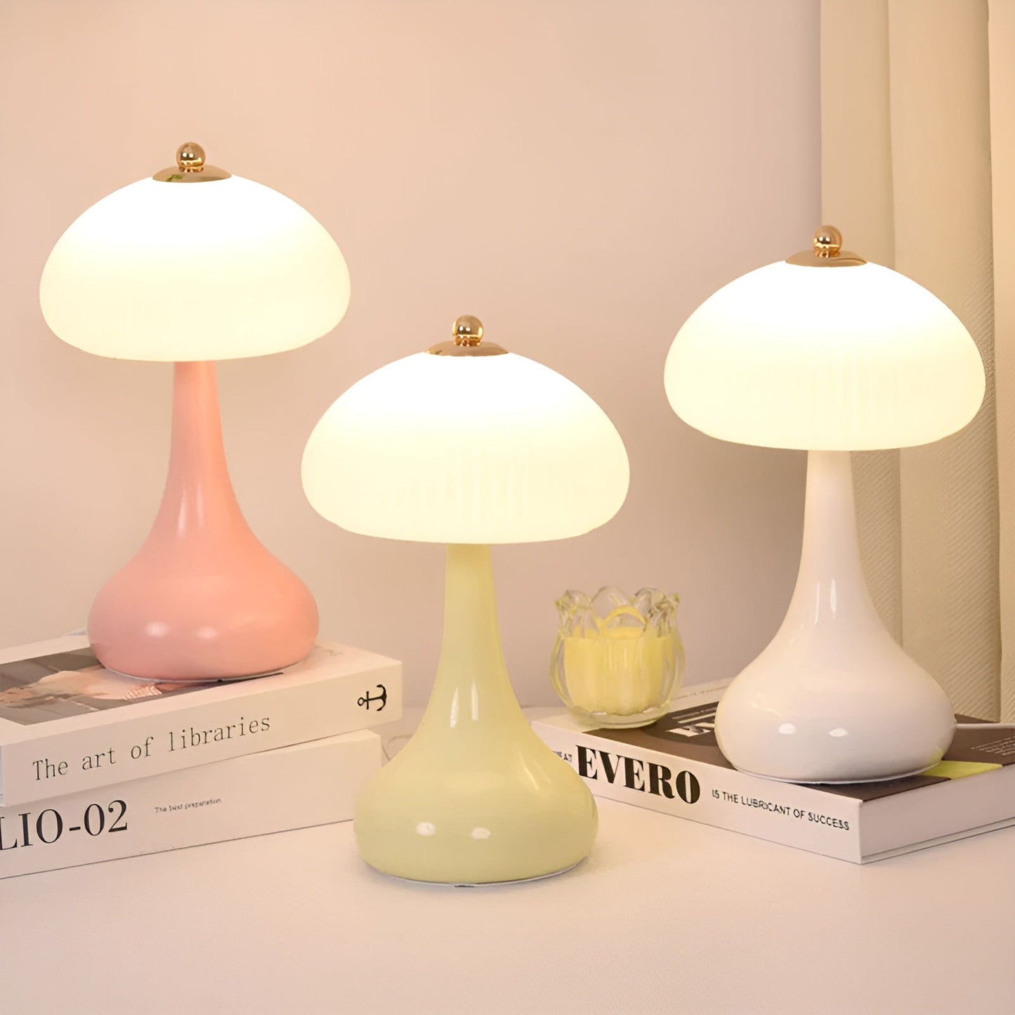 Norvo | Eleganza Luxe Bordlampe – Tidøst Mushroom Form med LED Dimmemulighet i Myke Farger