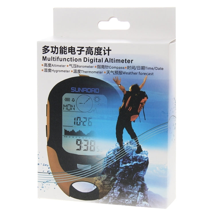 Norvo | SUNROAD Multi-Funksjon LCD Digital Høyde med Kompass & Barometer & Termometer & Hygrometer & Værmelding & LED Lommelykt og Klokke