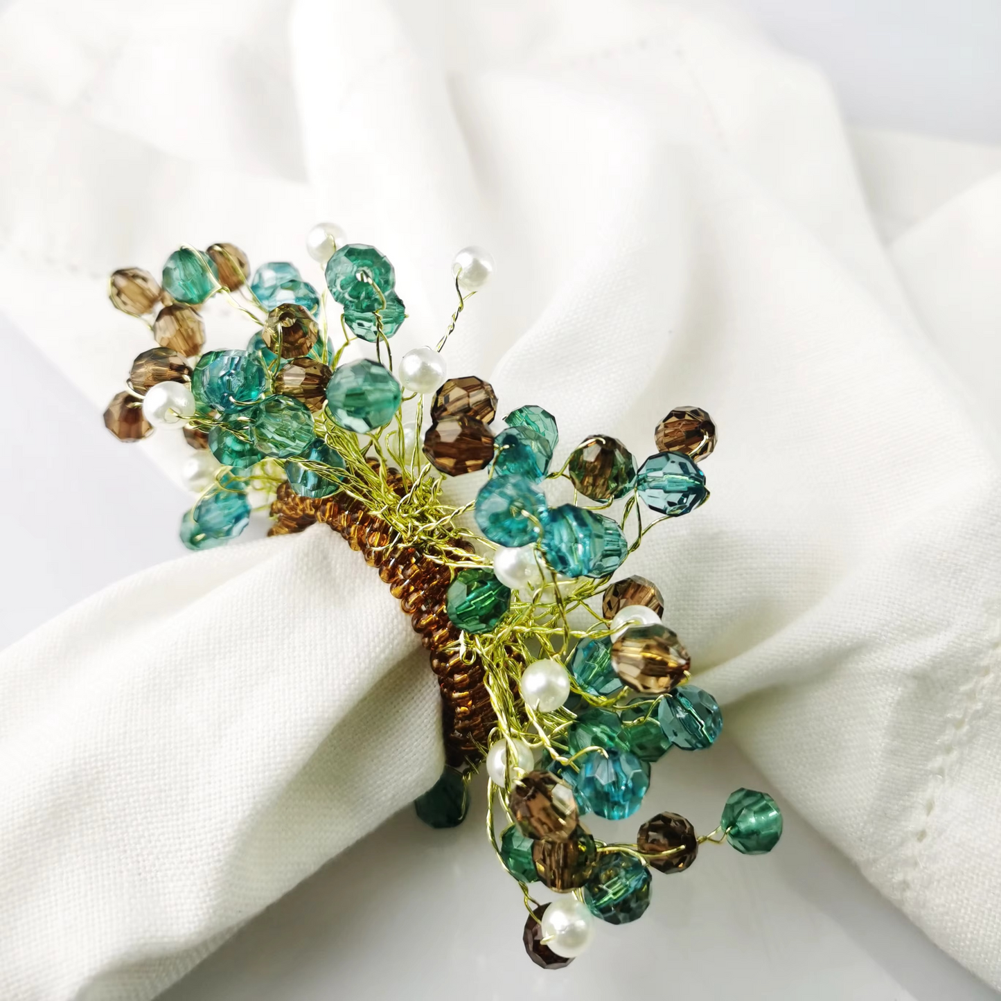 Norvo | Fargerik Akryl Perle Serviettring Sett med 4