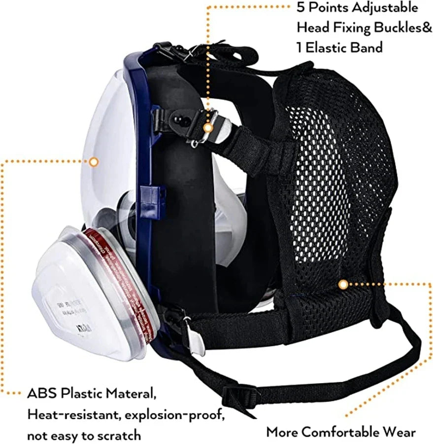 Norvo | Full Face Respirator Maske med Antidugg Linse og Industrielle Gassfiltre