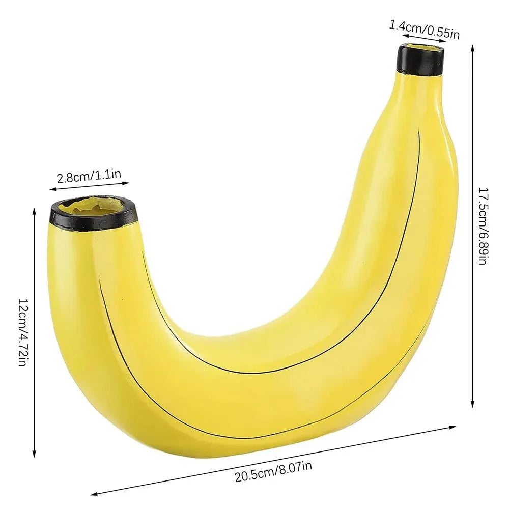 Norvo | Banan vase, blomster vase laget av harpiks, søt bananform, dekorativ bordvase for blomsterarrangementer, stue, soverom, hjemmedekorasjon