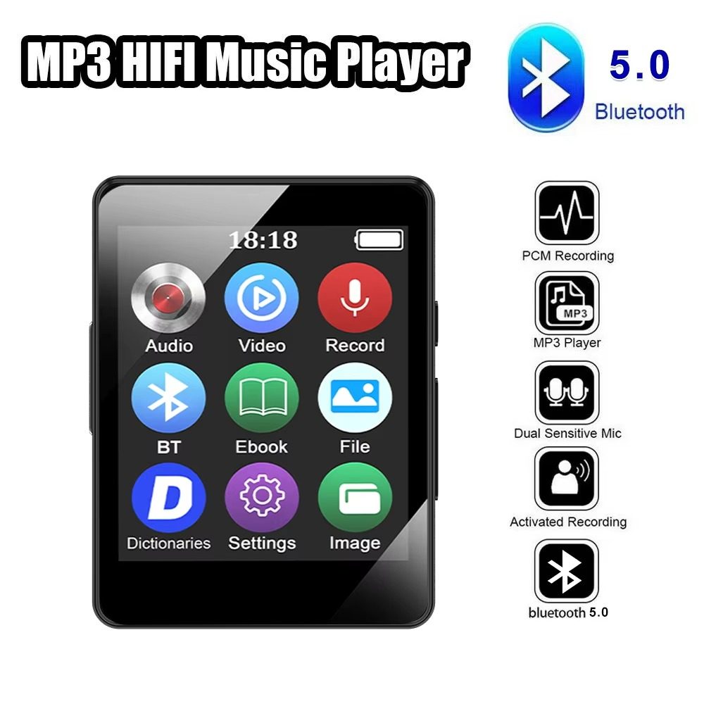 Norvo | Bærbar Bluetooth MP3-spiller med HiFi-stereo, Mini MP4 videovisning, LED-skjerm og stemmeopptak