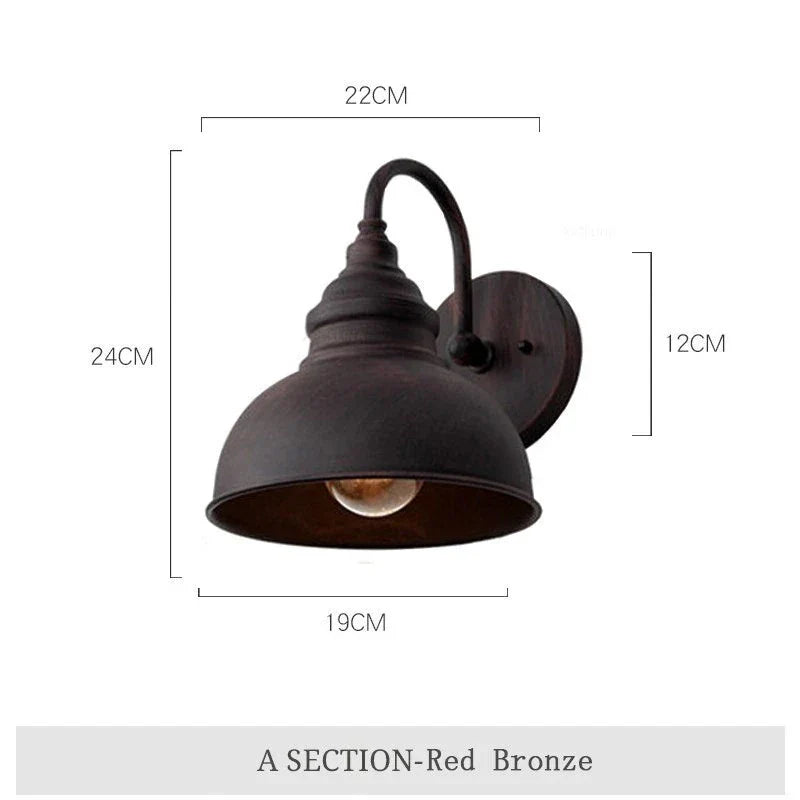 Norvo | Vanntett Retro Utendørs Hage Veranda Vegglampe: Vintage Jern Vegglampe for Korridor, Trapp, Gårdsplass, Balkong, Villa