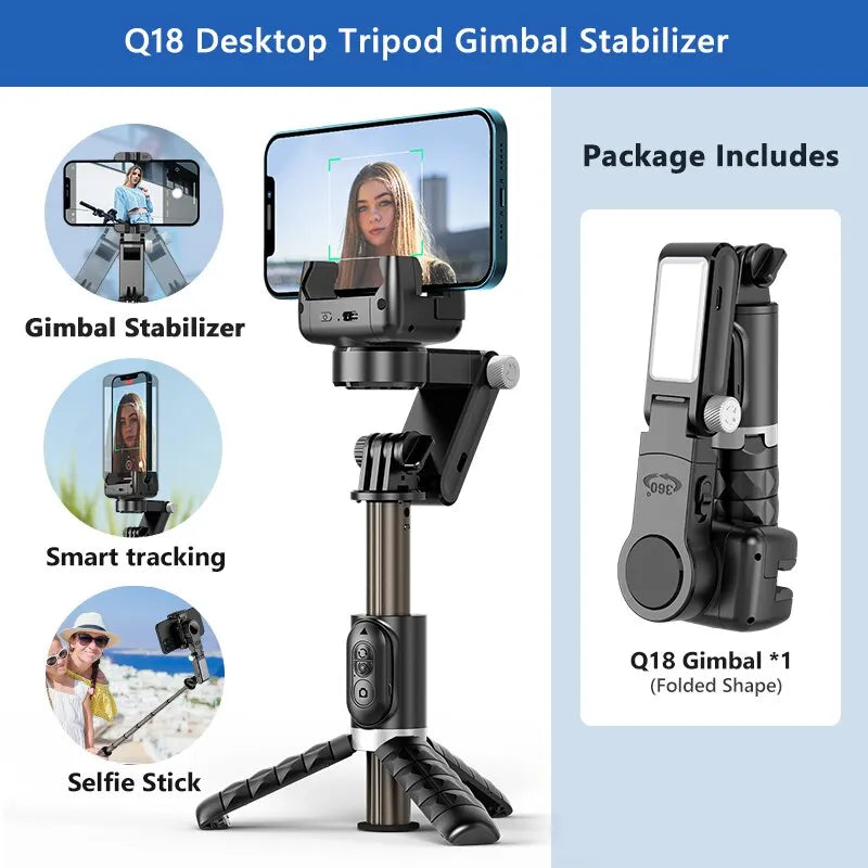 Norvo | 360 Rotasjon Gimbal Stabilizer Selfie Stick Stativ for iPhone