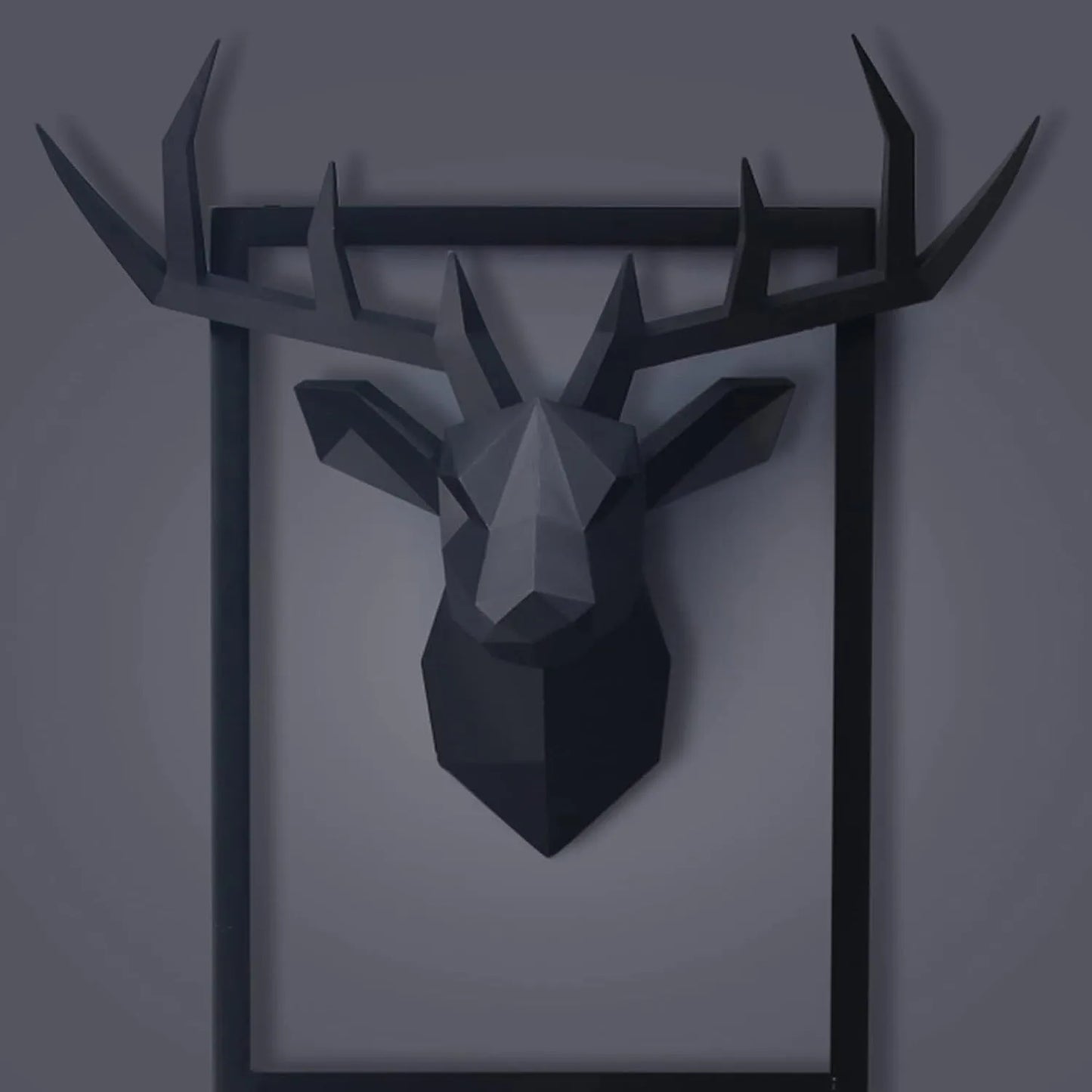 Norvo | 3D-Hjortehode Skulptur, geometrisk harpiks, dyrehjortehode veggdekorasjon, moderne hjemmedekor, luksuriøs dekorativ veggdekor