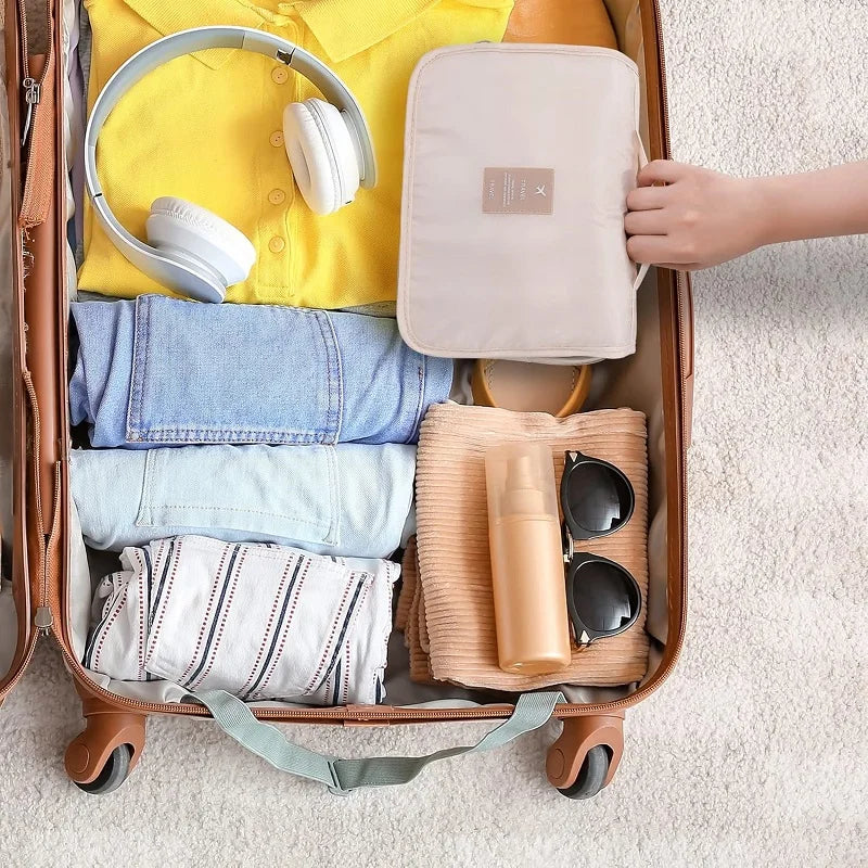 Norvo | Hengende reise toalettveske med 6 lommer og fuktighetsrom Vannavstøtende polyester