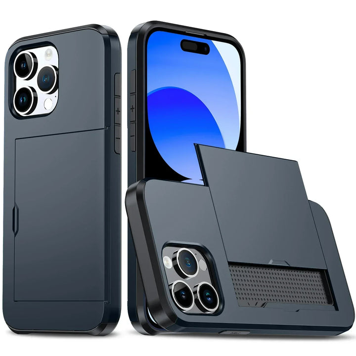 Norvo | LuxShield iPhone-deksel med kortlomme | Slank design | Kortoppbevaring | Beskyttelse og stil