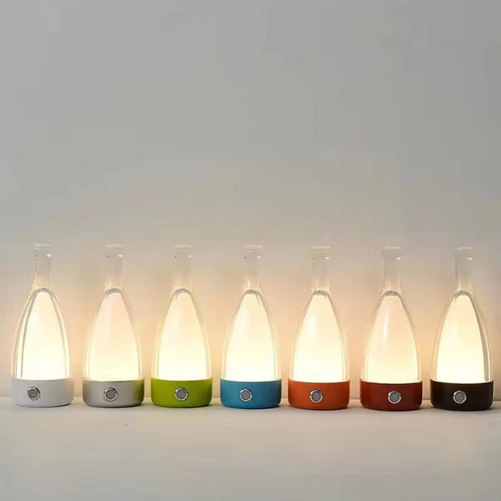 Norvo | Vinflaske Skrivebord Lampe med Bluetooth Høyttaler – Oppladbar Moderne Kveldsbelysning