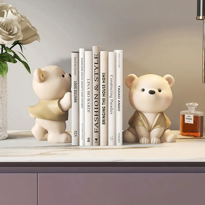 Milo Bear Bokstøtte Dekorativ Figurine i Kremfarge | Norvo