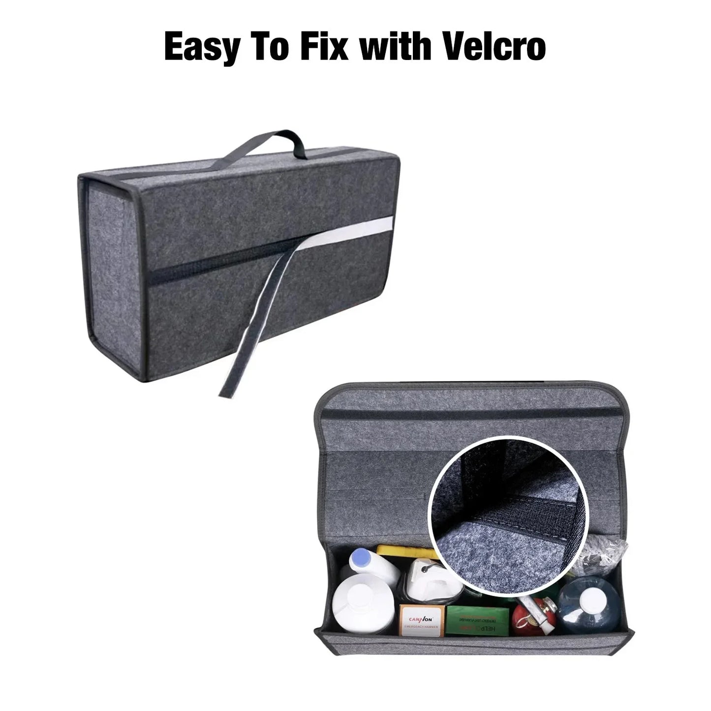 Norvo | FELTARIO Oppbevaringspose | Filt Organisator med Håndtak | Allsidig & Selvklebende | For Bil, Kontor & Hjem