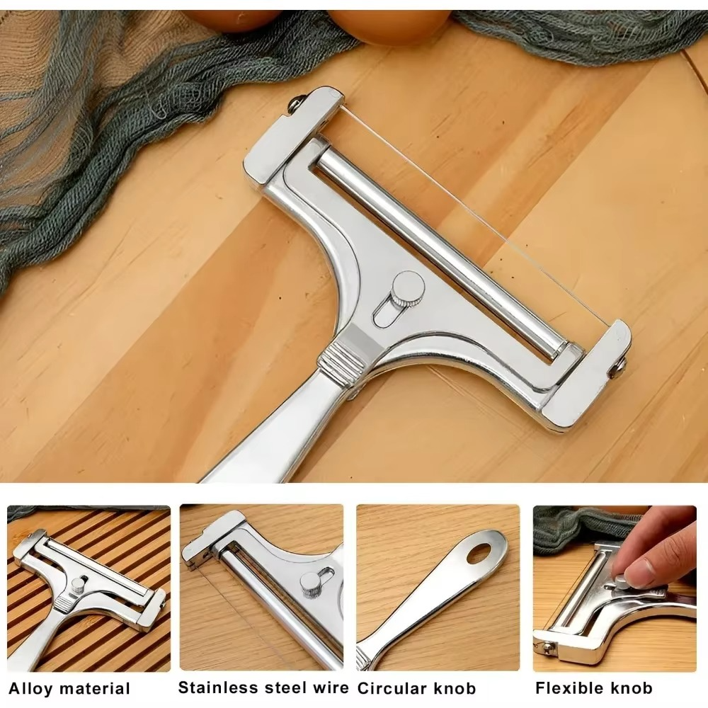 Norvo | Premium Rustfritt Stål Osteskiver med Justerbar Tykkelse og Ekstra Tråder