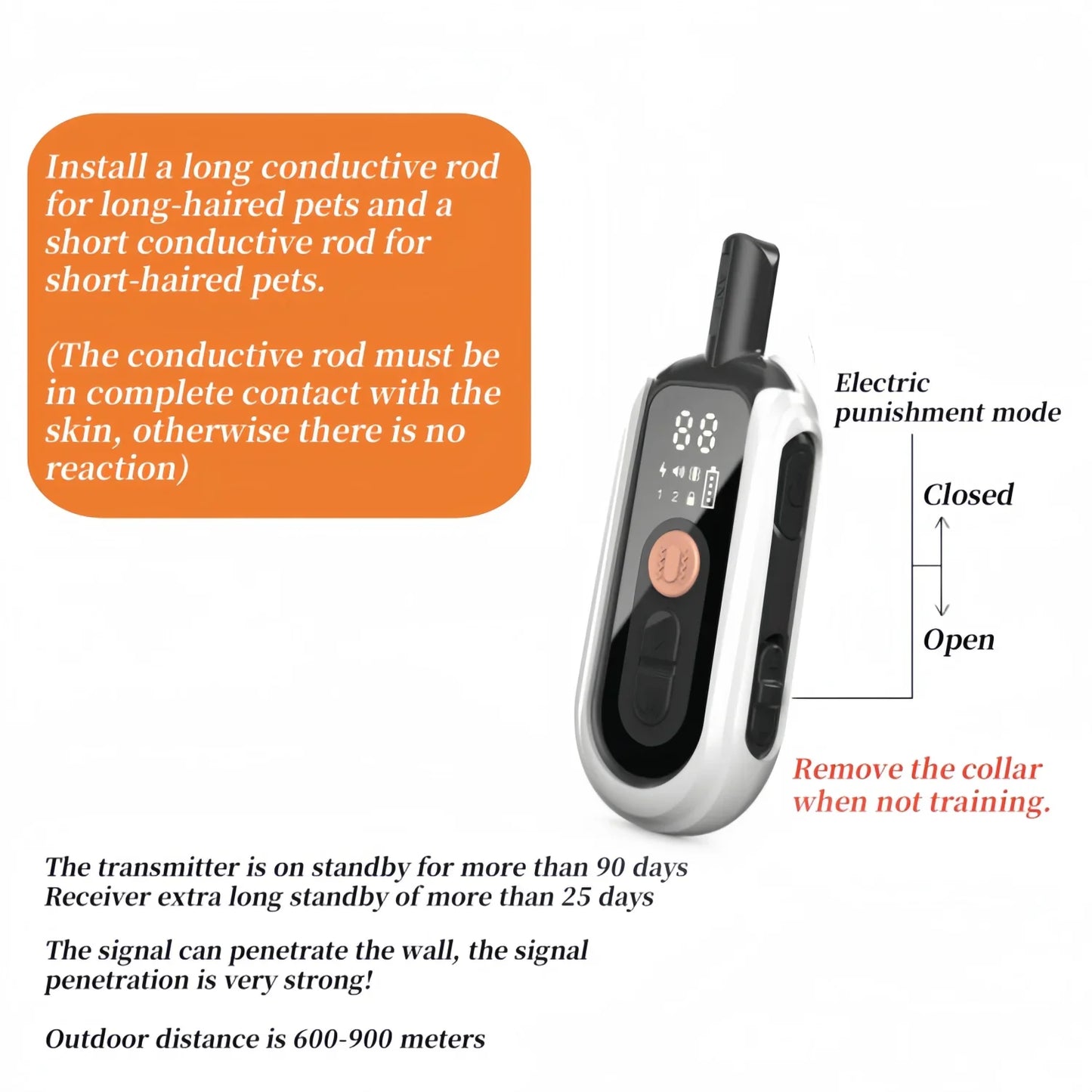 Oppladbar vanntett hundetreningshalsbånd med fjernkontroll og bjeffekontroll – TrainMate Norvo