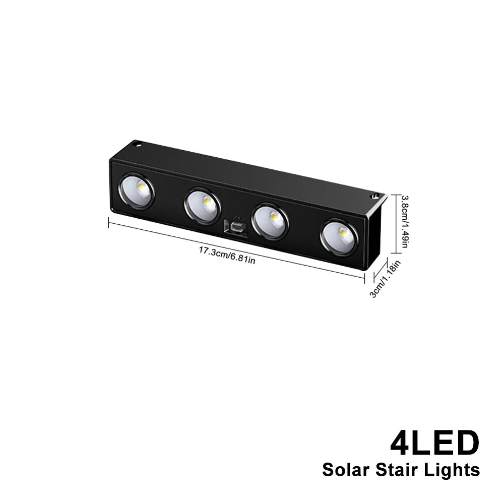 Norvo | Solavera LumiFence Sollys | 4-delt sett LED utendørslys | IP54 værbestandig | Aluminium | For hage, gjerde & terrasse