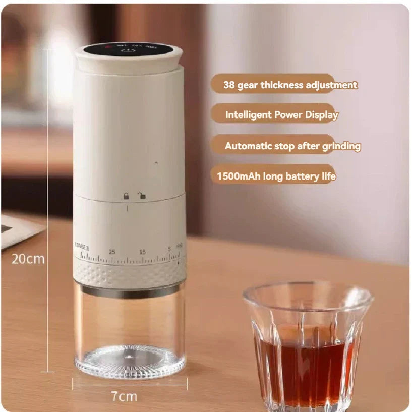 Norvo | 1500mAh Elektrisk Kaffekvern Ekstern Justerbar Type-C Lading Kaffekvern Bønnekverningsmaskin Kaffemaskin