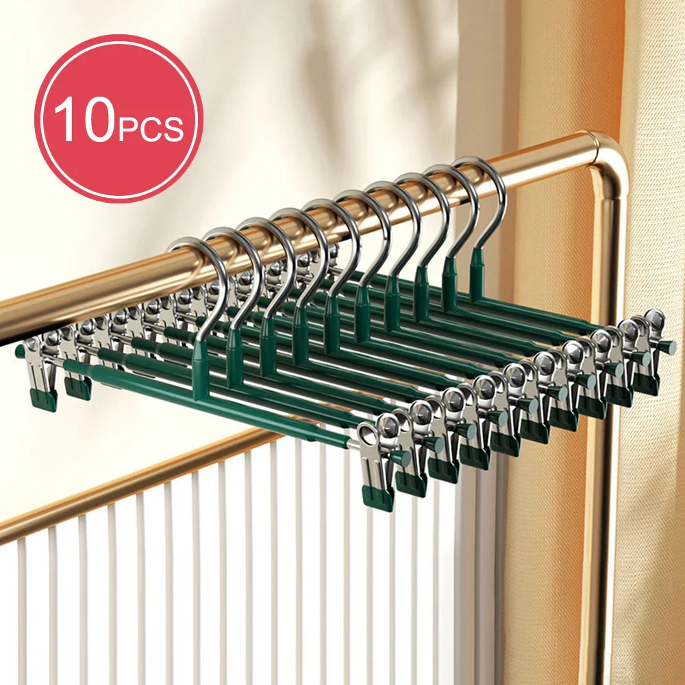 Norvo | Closyra Stål Kleshenger med Klipp | Justerbar & Antiskli | For Skjørt, Bukser & Undertøy | Plassbesparende & Sømløs