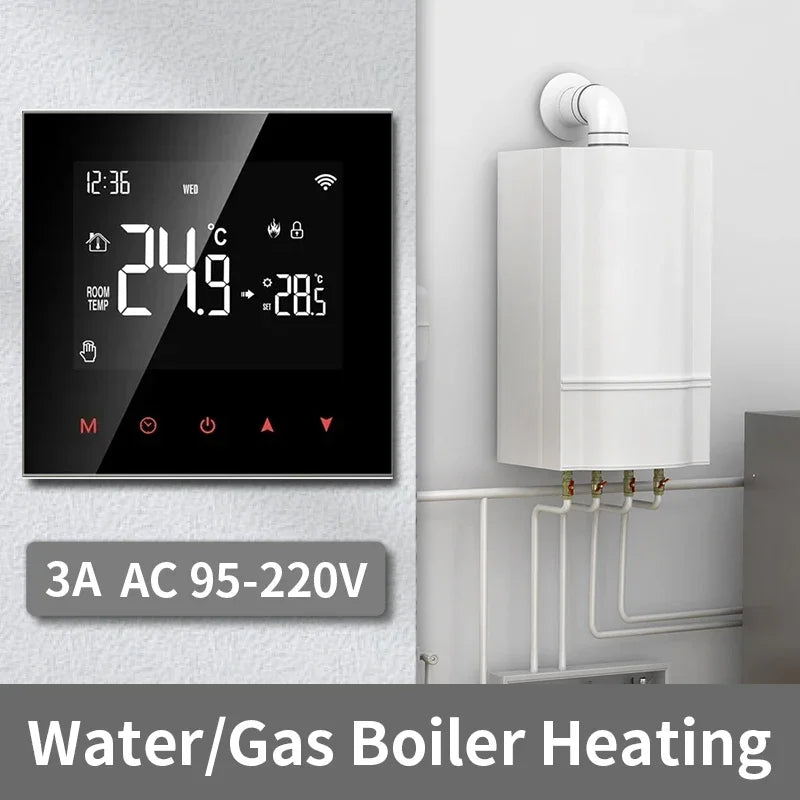 Tuya Smart Termostat Kontroll for Vann & Elektrisk Gulvvarme - Wifi Styring via Google Alexa SmartThings Apper