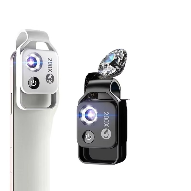 Norvo | 200X Zoom Profesjonell Mikroskop Linse for Smarttelefoner med Klype